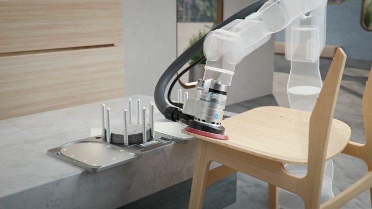 【圖說二】OnRobot Sander隨附可替換且適用於多種材質的磨砂及拋光墊片，無論是平坦、彎曲或形狀不規則的零件都能順利執行作業。