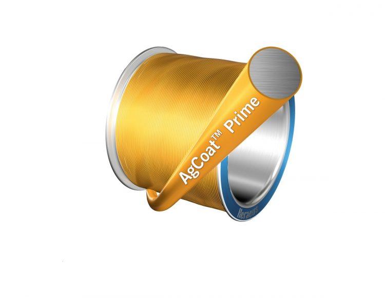 【新聞圖片一】賀利氏在2020年台灣國際半導體展期間展示AgCoat Prime鍍金銀線，完美整合金和銀的雙重優勢，成為全球首款可真正替代金線的鍵合線