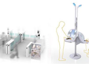 新聞圖片一_海關查驗區的電子通關閘門示意圖_(左)出口閘門_(右)電子申報終端機