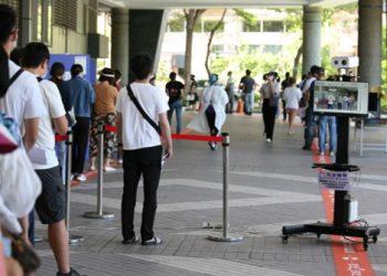 雙眼龍熱像儀&O-Ring淨手機 設置新竹縣疫苗接種現場