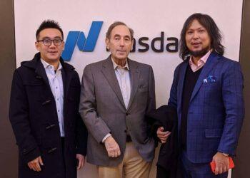 奧丁丁創辦人暨執行長王俊凱（右），那斯達克前副主席Meyer S. Frucher（中），奧丁丁財務長鄭弘藝（左）