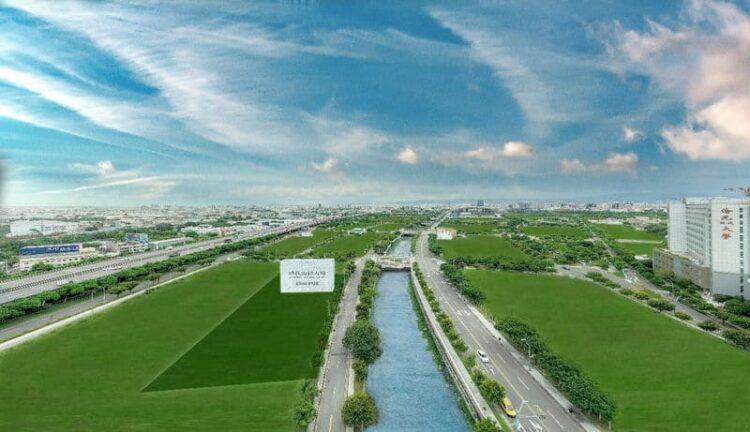 水湳經貿園區於港尾溪兩岸劃設「生態住宅區」，以低密度、高覆綠提供高品質河岸景觀