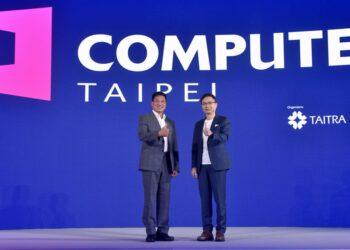 【新聞圖片一】「2023 年台北國際電腦展（COMPUTEX 2023）」將於明（530）日於台北南港展覽館 1 館及 2 館隆重登場。左為台北市電腦公會理事長彭双浪，右為外貿協會董事長黃志芳。