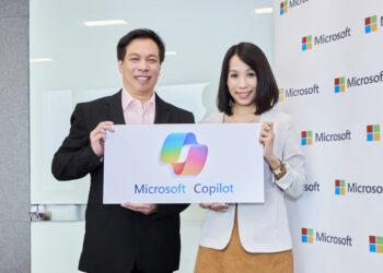 【新聞圖片一】微軟和 LinkedIn 共同發布的《2024 年工作趨勢指數》報告指出，過去半年生成式 AI 在工作中的使用量成長近兩倍。圖左為台北富邦銀行資訊長張志清，圖右為台灣微軟大型企業商務事業群總經理李倩。