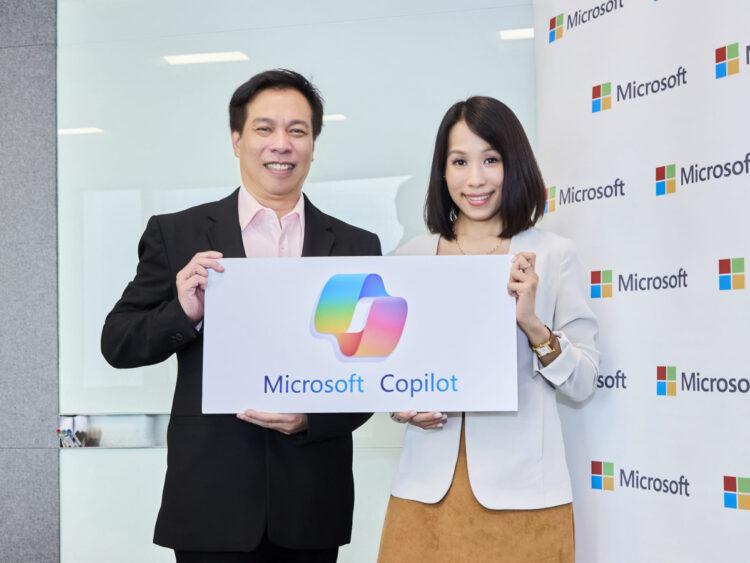 【新聞圖片一】微軟和 LinkedIn 共同發布的《2024 年工作趨勢指數》報告指出，過去半年生成式 AI 在工作中的使用量成長近兩倍。圖左為台北富邦銀行資訊長張志清，圖右為台灣微軟大型企業商務事業群總經理李倩。