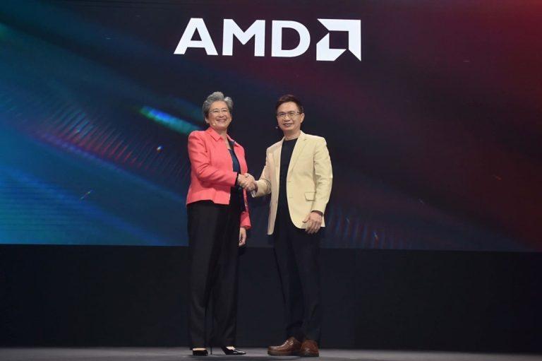 【新聞圖片二】COMPUTEX Keynote以「AI串聯、共創未來（Connecting AI）」為主軸，AMD董事長暨執行長蘇姿丰博士發表首場主題演講，為精彩周邊活動揭開序幕。左起AMD董事長暨執行長蘇姿