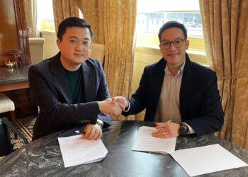 格斯科技董事長張忠傑與Echion Technologies商務長Benjamin Ting共同簽訂合作協議