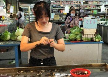 9.謝馨眉專注處理蛤蜊