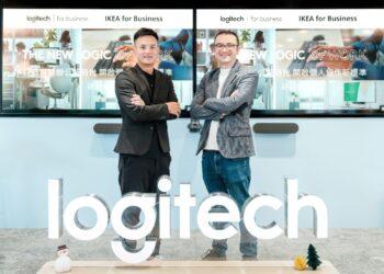 【圖1】 Logitech 羅技電子大中華區通路策略總監兼香港台灣區總經理 施前江(左)和 IKEA 北亞區企業業務經理 周奐(右) 聯手推動智慧化混合辦公空間，展現品牌合作願景。