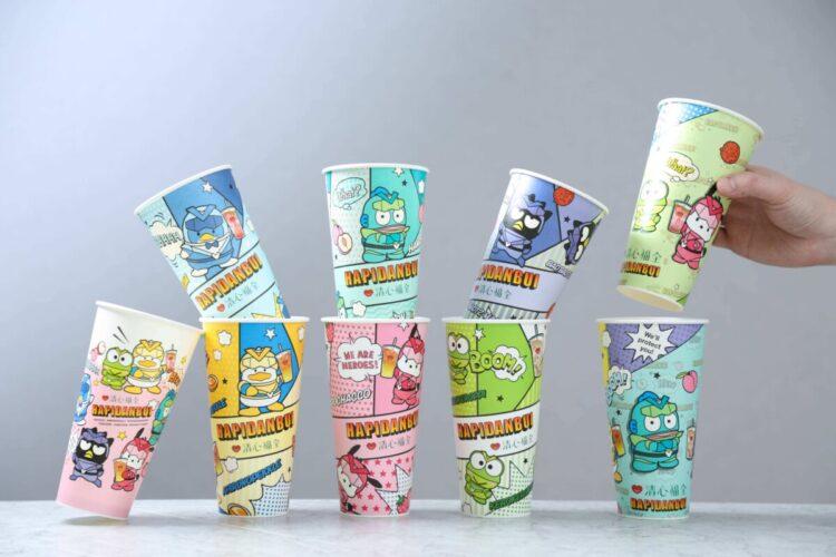 圖說：清心福全x三麗鷗男團HAPIDANBUI，9款新杯裝最新亮相！成員霸氣吶喊甜蜜應援金句。（資料來源：清心福全）