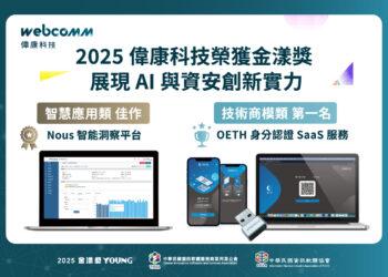 偉康科技以 OETH 身分認證服務與 Nous 智能洞察平台雙雙獲獎，智慧資安與智能決策實力備受肯定。