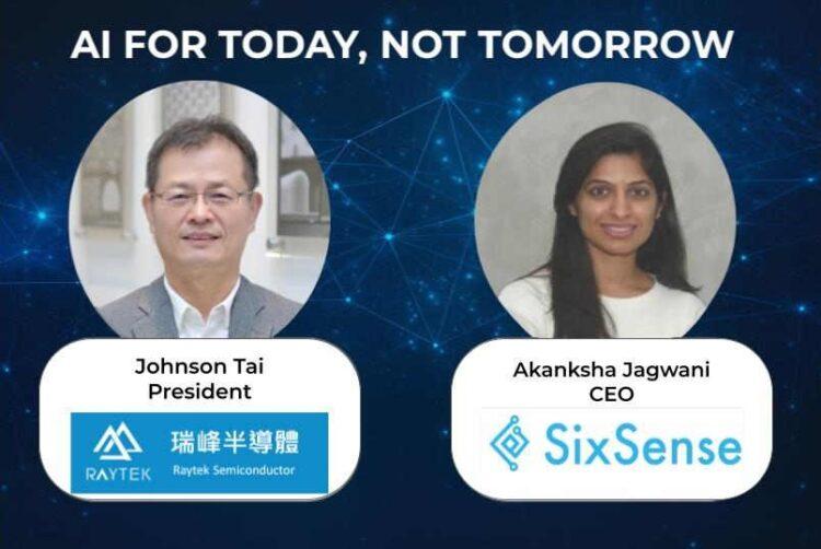【新聞圖片】SixSense 宣布將為台灣頂尖的先進封裝公司瑞峰半導體部署其即用型人工智慧平台，圖中由左至右為瑞峰半導體總裁戴國瑞、SixSense 執行長暨共同創辦人 Akanksha Jagwani