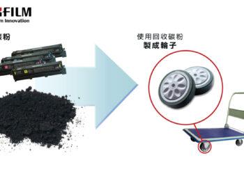 回收碳粉再製成推車輪子示意圖